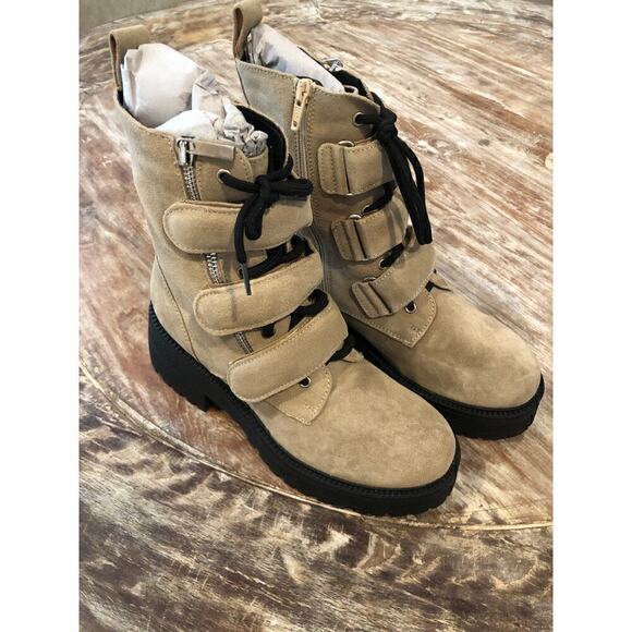 Free People Emmett Boot Lace Up Latte Suede Camel NEW 10 US 40 - Picture 4 of 10